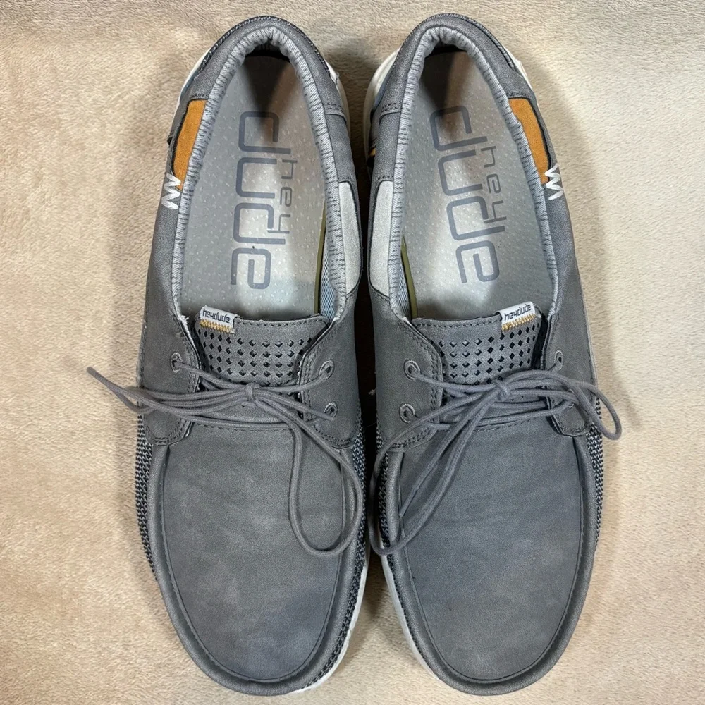 Hey Dude Welsh Grip Steel Gray Mens Size 12 Slip Ons‎ Shoes Sneakers